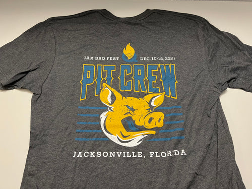 Q BBQ Jacksonville 'Pit Crew' - T-Shirt - Heather Grey