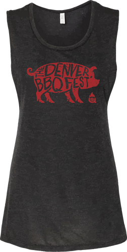 Denver BBQ Fest Pig - Women's Festival Muscle Tank - Black