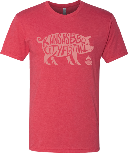 KC BBQ Pig - T-Shirt - Heather Red