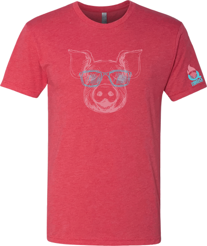 Pig & Sunglasses - T-Shirt - Heather Red